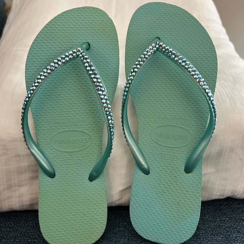 Havaianas Blue Sandals with Textured Footbed